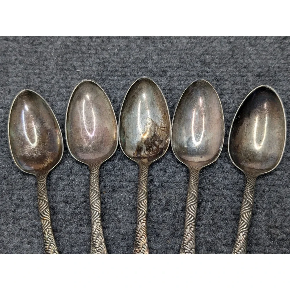 Vintage Towel Mfg Co. EUDORA Silverplated Set Of 5 Spoons 1888 